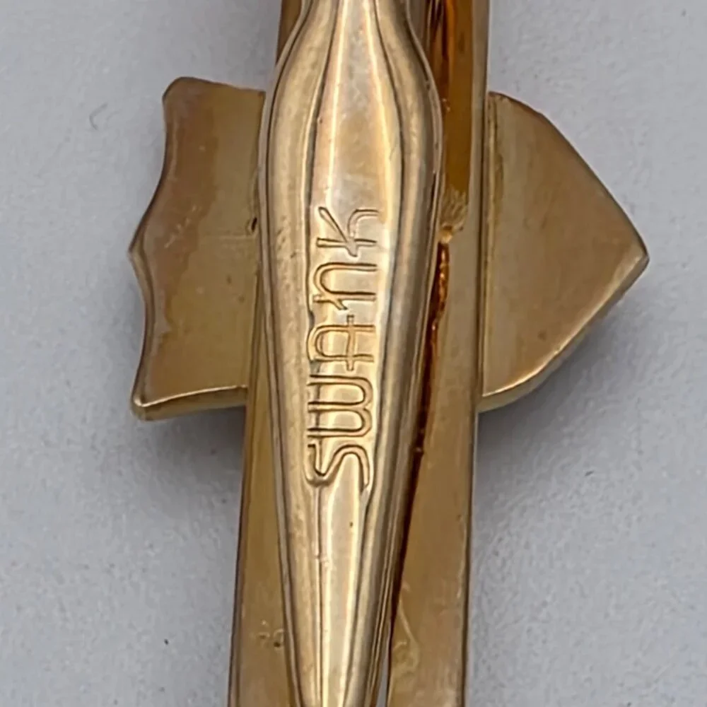 Swank Gold Tone Cufflinks Tie Bar Set Shriner Masonic Crescent Star Vintage